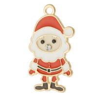 Zinc Alloy Christmas Pendants, Santa Claus, gold color plated, Unisex & enamel & with rhinestone, red Approx 2mm, Approx 