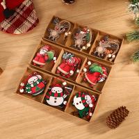 Wood Christmas Tree Decoration, handmade, 6 pieces & cute 