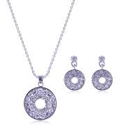 Rhinestone Zinc Alloy Jewelry Set, Stud Earring & necklace, plated, 2 pieces & for woman & with rhinestone 21*29mm,13*20mm Approx 15.75 Inch 