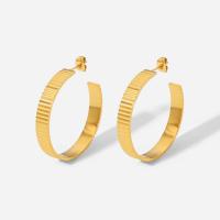 Brass Hoop Earring, Titanium Steel, Donut, Vacuum Ion Plating, fashion jewelry & for woman, gold 