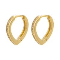 Brass Huggie Hoop Earring, plated & micro pave cubic zirconia & for woman 
