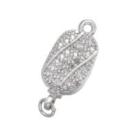 Brass Bayonet Clasp, plated, micro pave cubic zirconia 