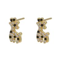 Cubic Zirconia Micro Pave Brass Earring, plated & micro pave cubic zirconia & for woman 