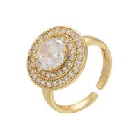 Латунное кольцо с стразами, Латунь, плакирован золотом, Регулируемый & Женский & со стразами, Много цветов для выбора, 21mm, продается PC