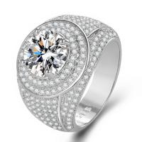 Латунное кольцо с стразами, Латунь, покрытый платиной, разный размер для выбора & Мужский & со стразами, размер:6-12, продается PC