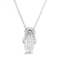 Cupronickel Necklace, Slipper, plated, oval chain & micro pave cubic zirconia & for woman Approx 16 Inch 