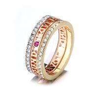 Cupronickel Ring Set, plated, three pieces & with letter pattern & for woman & with rhinestone, US Ring 