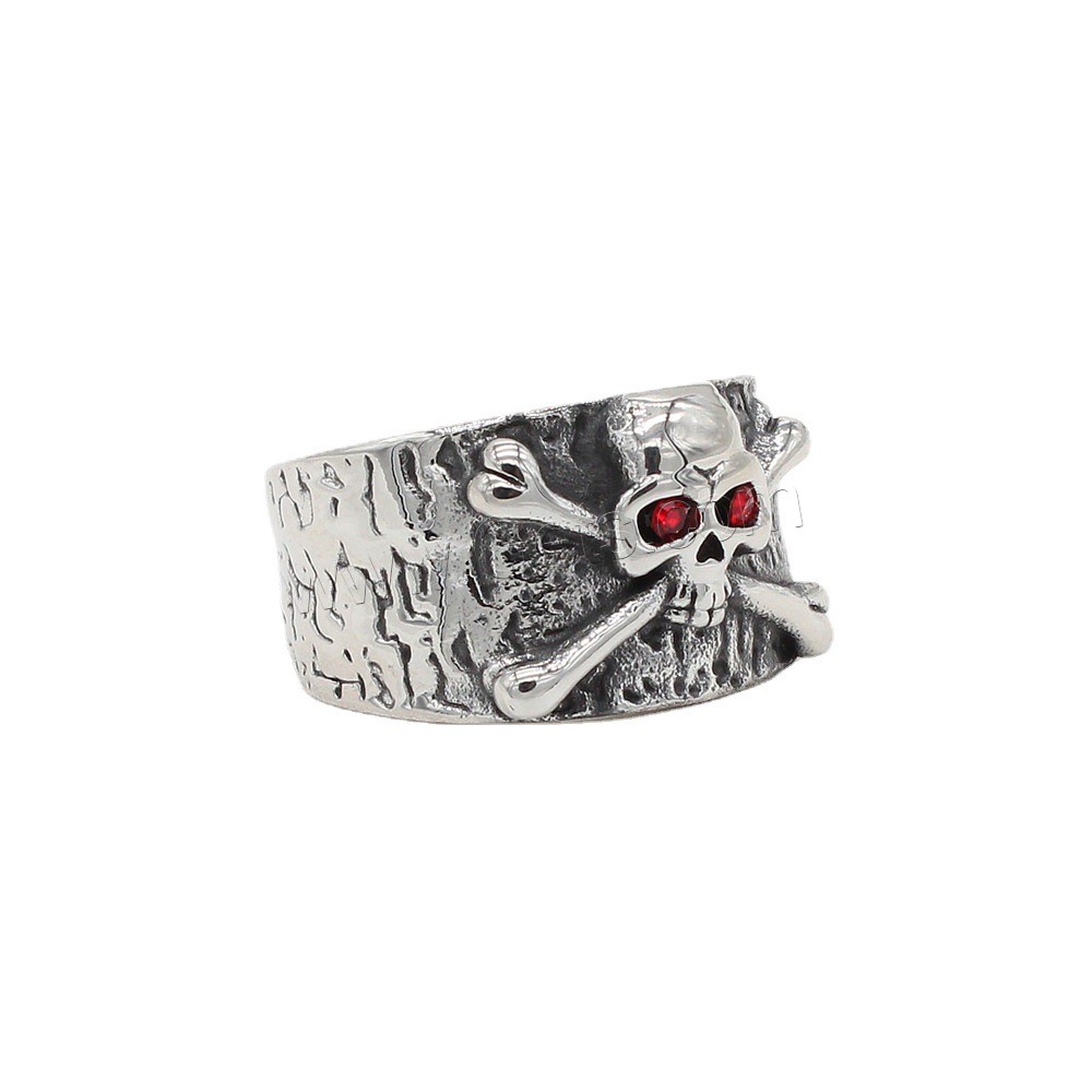 Rhinestone Stainless Steel Finger Ring, 304 Stainless Steel, Skull, different size for choice & for man & with rhinestone, more colors for choice, US Ring Size:7-13, Sold By PC