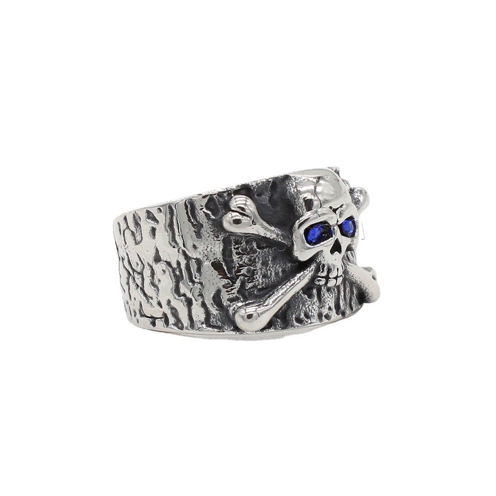Rhinestone Stainless Steel Finger Ring, 304 Stainless Steel, Skull, different size for choice & for man & with rhinestone, more colors for choice, US Ring Size:7-13, Sold By PC