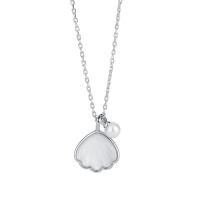 Sterling Silver Pearl Necklace, 925 Sterling Silver, with Shell Pearl & White Shell, with 1.96 inch extender chain, Shell, plated, for woman Approx 15.74 Inch 