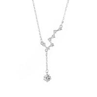 Cubic Zircon Micro Pave Sterling Silver Necklace, 925 Sterling Silver, with 1.96 inch extender chain, plated, micro pave cubic zirconia & for woman Approx 15.74 Inch 