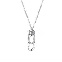 Cubic Zircon Micro Pave Sterling Silver Necklace, 925 Sterling Silver, with 1.96 inch extender chain, Shell, plated, micro pave cubic zirconia & for woman & hollow Approx 15.74 Inch 