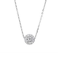 Cubic Zircon Micro Pave Sterling Silver Necklace, 925 Sterling Silver, with 1.96 inch extender chain, Round, platinum color plated, micro pave cubic zirconia & for woman, 8mm Approx 15.74 Inch 
