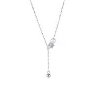 Cubic Zircon Micro Pave Sterling Silver Necklace, 925 Sterling Silver, with Shell Pearl, with 1.96 inch extender chain, plated, micro pave cubic zirconia & for woman Approx 15.74 Inch 