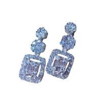 Cubic Zirconia Micro Pave Brass Earring, platinum color plated, micro pave cubic zirconia & for woman, 20mm 