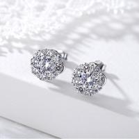 Cubic Zirconia Micro Pave Brass Earring, platinum color plated, micro pave cubic zirconia & for woman 