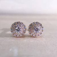 Cubic Zirconia Micro Pave Brass Earring, plated, micro pave cubic zirconia & for woman 9mm 
