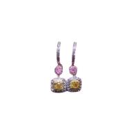 Cubic Zirconia Micro Pave Brass Earring, platinum color plated, micro pave cubic zirconia & for woman, two different colored, 35mm 