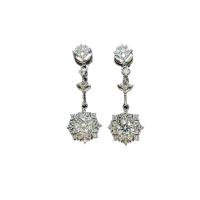 Cubic Zirconia Micro Pave Brass Earring, platinum color plated, micro pave cubic zirconia & for woman, 31mm 