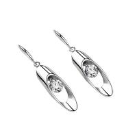 Rhinestone Brass Drop Earring, platinum color plated, for woman & with rhinestone 37.5mm 