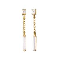 Cubic Zirconia Micro Pave Brass Earring, gold color plated, micro pave cubic zirconia & for woman, 30mm 