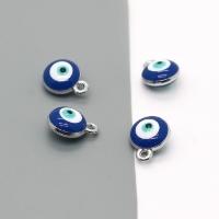Zinc Alloy Evil Eye Pendant, DIY & enamel, dark blue 