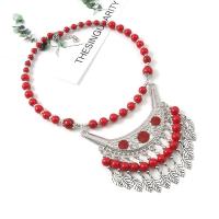 Türkis Zinc Legierung Halskette, Zinklegierung, mit Türkis, silberfarben plattiert, Modeschmuck & für Frau, keine, Länge:ca. 28 cm, verkauft von PC