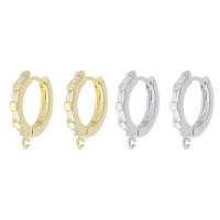 Brass Hoop Earring Components, plated, fashion jewelry & DIY & micro pave cubic zirconia & for woman 