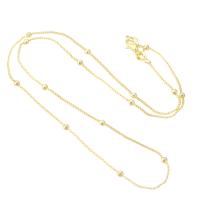 Латунь цепочка для ожерелья, плакирован золотом, ювелирные изделия моды & DIY, Золотой, 2.5mm, длина:17.8 дюймовый, 50ПК/сумка, продается сумка