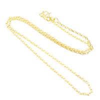 Латунь цепочка для ожерелья, плакирован золотом, ювелирные изделия моды & DIY, Золотой, 1.5mm, длина:18 дюймовый, 50ПК/сумка, продается сумка