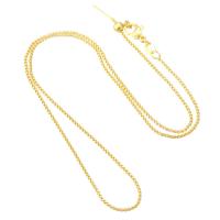 Латунь цепочка для ожерелья, плакирован золотом, ювелирные изделия моды & DIY, Золотой, 1mm, длина:18 дюймовый, 50ПК/сумка, продается сумка