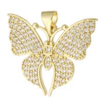Cubic Zirconia Micro Pave Brass Pendant, Butterfly, gold color plated, fashion jewelry & DIY & micro pave cubic zirconia & for woman, golden Approx 3mm 