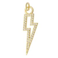 Cubic Zirconia Micro Pave Brass Pendant, Lightning Symbol, gold color plated, fashion jewelry & DIY & micro pave cubic zirconia & for woman, golden Approx 3mm 