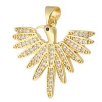 Cubic Zirconia Micro Pave Brass Pendant, Bird, gold color plated, fashion jewelry & DIY & micro pave cubic zirconia & for woman, golden Approx 3.5mm 