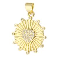 Cubic Zirconia Micro Pave Brass Pendant, Round, gold color plated, fashion jewelry & DIY & micro pave cubic zirconia & for woman, Crystal Gold Approx 3mm 