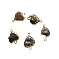 Perlas cultivadas de agua dulce Conector, con metal, Corazón, chapado en color dorado, Bricolaje & 1/1 aro, 13x20mm, Vendido por UD