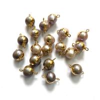 Perlas cultivadas de agua dulce Conector, con metal, Esférico, chapado en color dorado, Bricolaje & 1/1 aro, más colores para la opción, 10x18mm, Vendido por UD
