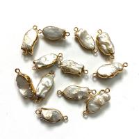Perlas cultivadas de agua dulce Conector, con metal, Pez, chapado en color dorado, Bricolaje & 1/1 aro, Blanco, 10x25mm, Vendido por UD