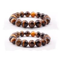 Tiger Eye Stone Bracelets, Round, elastic & Unisex .5 Inch 