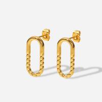 Stainless Steel Stud Earring, 304 Stainless Steel, Vacuum Ion Plating, fashion jewelry & for woman & hollow, golden 
