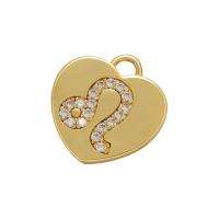 Cubic Zirconia Micro Pave Brass Pendant, Heart, plated, with constellation symbols & micro pave cubic zirconia 