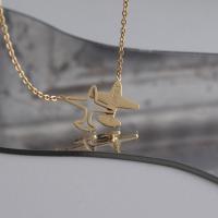Titanium Steel Jewelry Necklace, Airplane, gold color plated, for woman & hollow Approx 17.7 Inch 