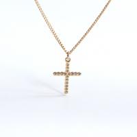 Titanium Steel Jewelry Necklace, Cross, gold color plated, micro pave cubic zirconia & for woman Approx 17.7 Inch 