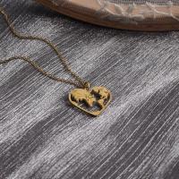 Titanium Steel Jewelry Necklace, Heart, gold color plated, for woman & hollow cm 
