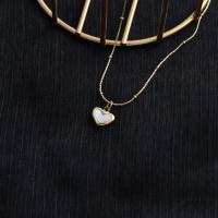 Titanium Steel Jewelry Necklace, with Shell, Heart, gold color plated, fashion jewelry & for woman cm 
