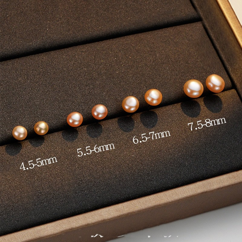 純銀製の自然な真珠スタッドのイヤリング, 92.5％純度シルバー, とともに 天然有核フレッシュウォーターパール, 異なるサイズの選択 & 女性用, 無色, 6mm, 売り手 ペア