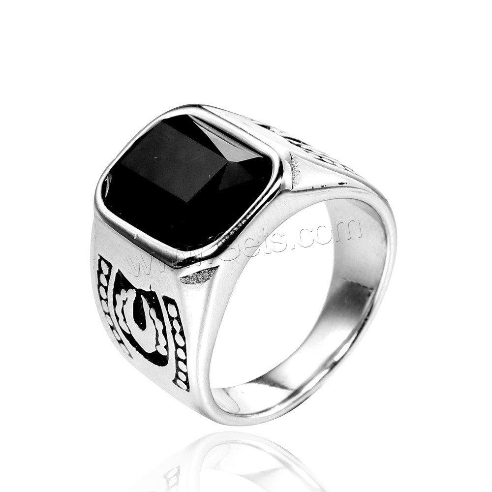 Rhinestone Stainless Steel Finger Ring, 304 Stainless Steel, Square, different size for choice & for man & with rhinestone, more colors for choice, 17mm, US Ring Size:7-13, Sold By PC