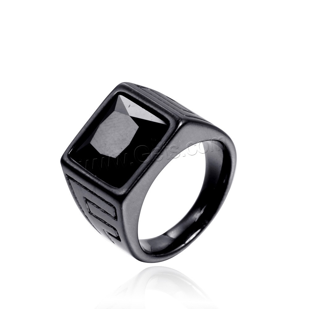 304 Stainless Steel Finger Ring, Square, Vacuum Ion Plating, different size for choice & for man & with rhinestone, more colors for choice, US Ring Size:7-12, Sold By PC
