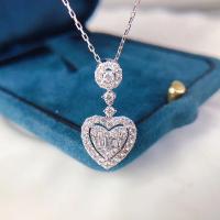 Cubic Zircon Micro Pave Brass Necklace, Heart, platinum color plated, micro pave cubic zirconia & for woman, 26mm Approx 15.74 Inch 