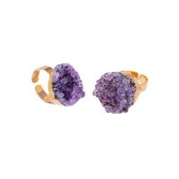 Quartz Finger Ring, Zinc Alloy, with Amethyst, gold color plated, fashion jewelry & for woman, 2-3cm 